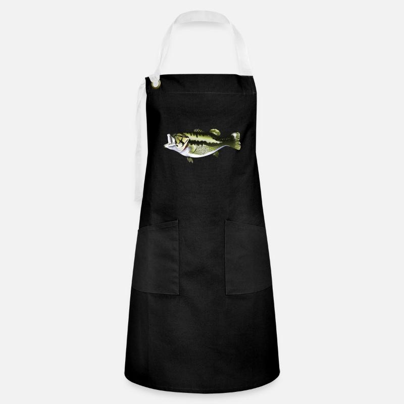 fishing predatory fish pikeperch perch pike - Artisan Apron - black/white