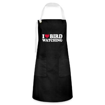 Ornithology Birdwatching I Love Bird Watching - Artisan Apron - black/white - Front - Zoe (177cm)