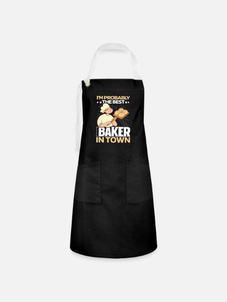 Backen Bäcker Bäckerei - Kontrastschürze - Schwarz/Weiß