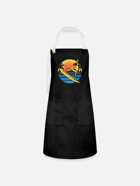 Surfer Surfen - Kontrastschürze - Schwarz/Weiß