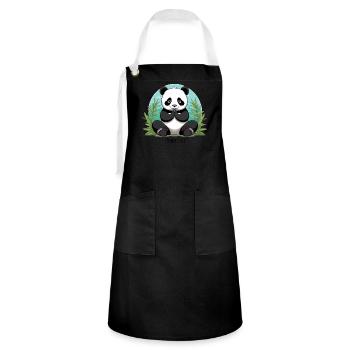 Inner Peace – Meditierender Panda - Kontrastschürze - Schwarz/Weiß - Vorne - Zoe (177cm)