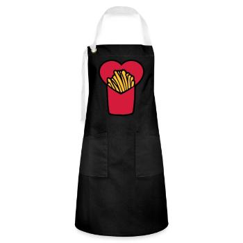 French Fries Love - Kontrastschürze - Schwarz/Weiß - Vorne - Zoe (177cm)