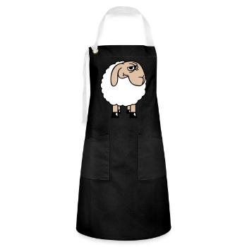 Sheep looks skeptical, critical, suspicious stares - Artisan Apron - black/white - Front - Zoe (177cm)