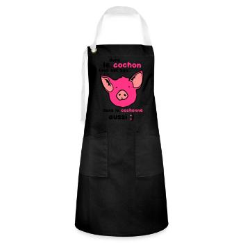 cochon tout est bon cohonne aussi - Tablier contrasté - noir/blanc - Devant - Zoe (177cm)