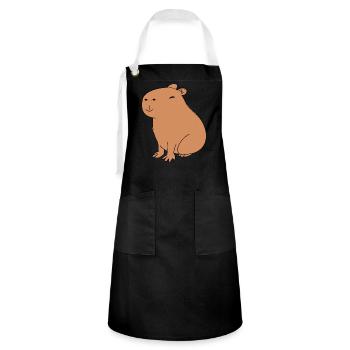 Fröhliches Capybara - Kontrastschürze - Schwarz/Weiß - Vorne - Zoe (177cm)