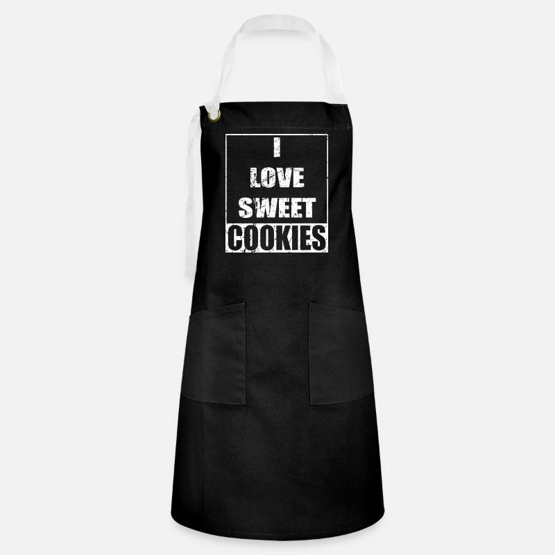 Cuisson, cookie disant, j’aime les biscuits sucrés - Tablier contrasté - noir/blanc
