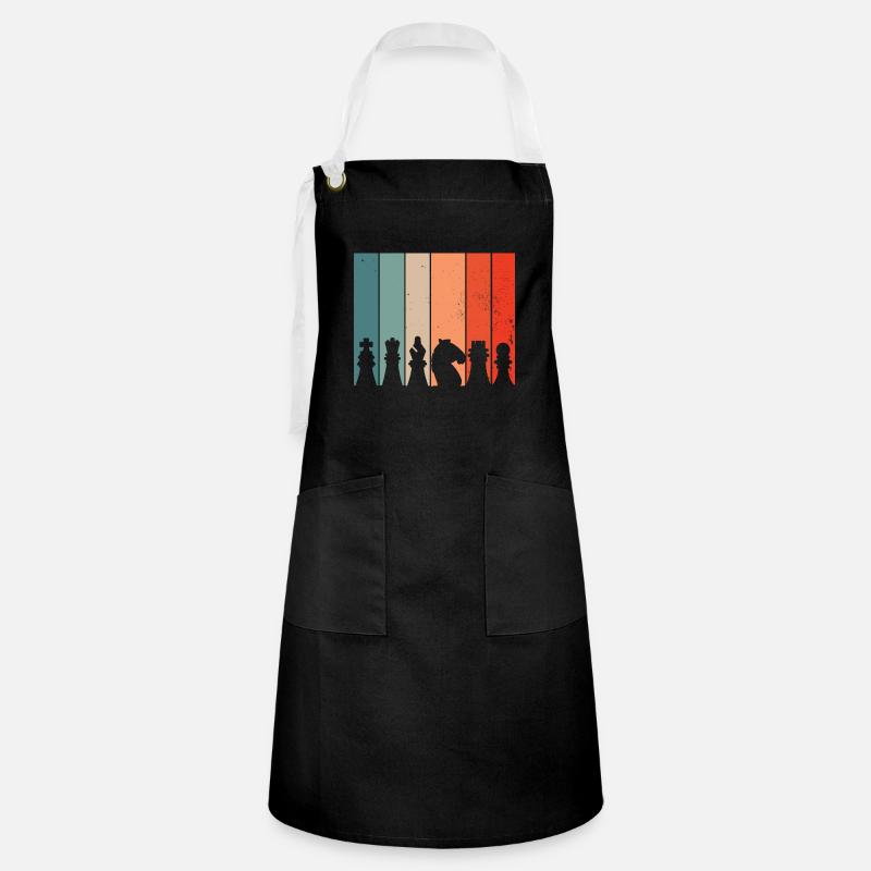 Chess Chess Piece Chess Player Gift - Artisan Apron - black/white