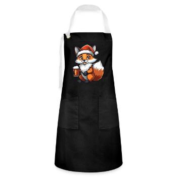 Fuchs Weihnachten Bier Lustig - Kontrastschürze - Schwarz/Weiß - Vorne - Zoe (177cm)