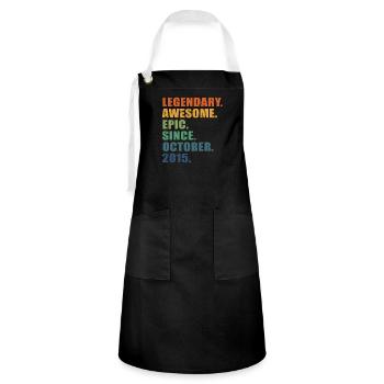 8th Birthday, October 2015, 8 Year Anniversary - Artisan Apron - black/white - Front - Zoe (177cm)
