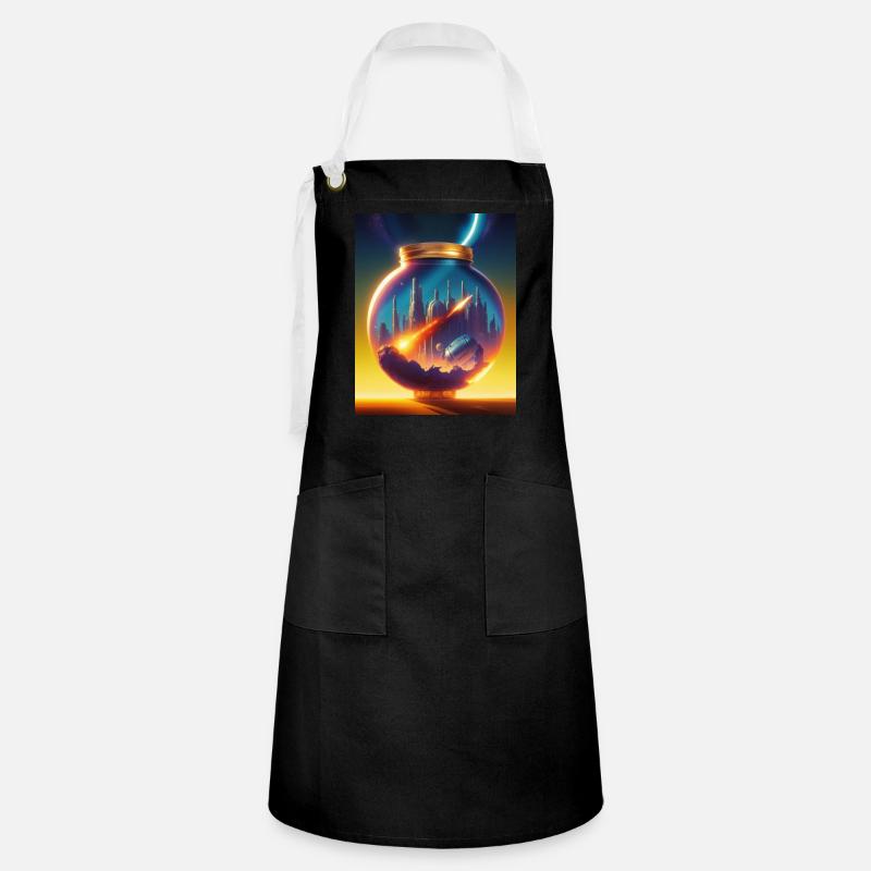 A world in a bottle - Artisan Apron - black/white