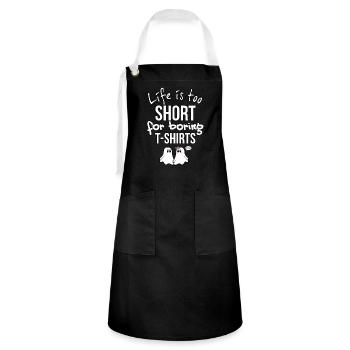 T-shirts avec des phrases amusantes - Fantasmitas 01 - Tablier contrasté - noir/blanc - Devant - Zoe (177cm)