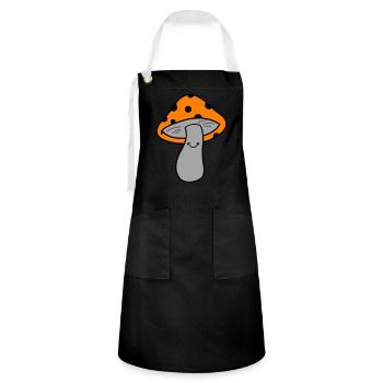 Pilz Mushroom - Kontrastschürze - Schwarz/Weiß - Vorne - Zoe (177cm)
