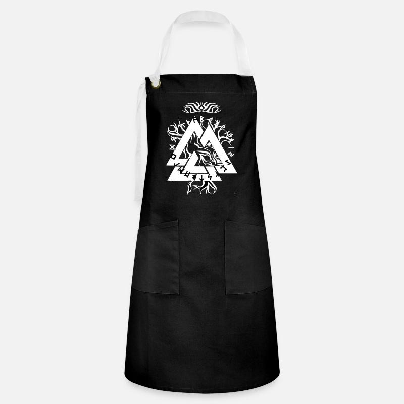 Magic Rune Triangle design - Artisan Apron - black/white