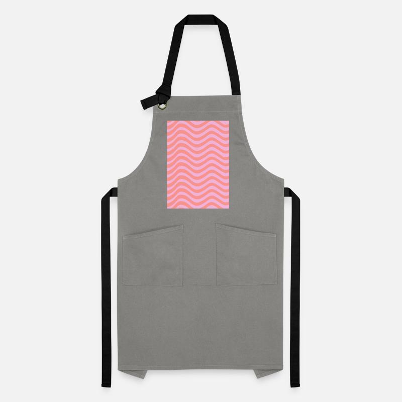 Stripe Wave Pattern - Pink Customizable Artisan Apron