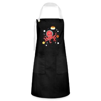 Oktopus Astronaut Gay Bear Pride - Kontrastschürze - Schwarz/Weiß - Vorne - Zoe (177cm)