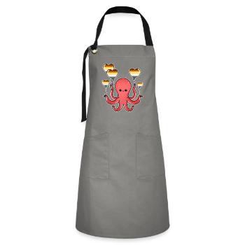 Oktopus Ballon Gay Bear Pride - Kontrastschürze - Grau/Schwarz - Vorne - Zoe (177cm)