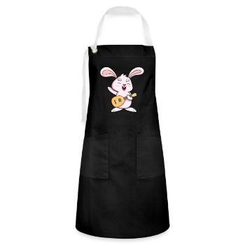 loves the ukulele - Artisan Apron - black/white - Front - Zoe (177cm)