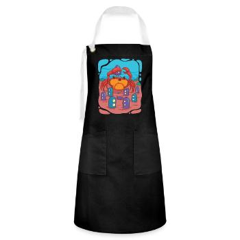 Crab visits underwater city - Artisan Apron - black/white - Front - Zoe (177cm)