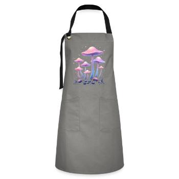 Magic Mushrooms Design - Mystic Forest - Artisan Apron - grey/black - Front - Zoe (177cm)