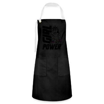 Soccer Unicorn Girl Power - Artisan Apron - black/white - Front - Zoe (177cm)