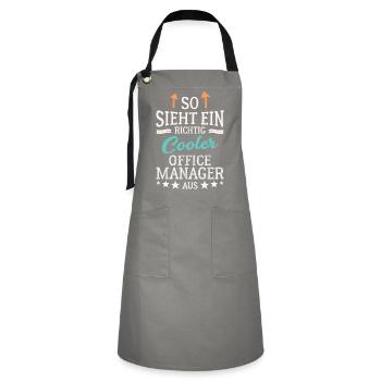 Cooler Office Manager  Teamführung Büro - Kontrastschürze - Grau/Schwarz - Vorne - Zoe (177cm)