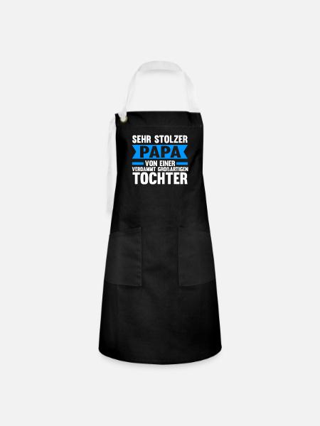 Papa Tochter Töchter Geschenk - Kontrastschürze - Schwarz/Weiß