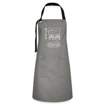 Lehrer Mathe Lehrerin Klassenlehrer Geschenk - Kontrastschürze - Grau/Schwarz - Vorne - Zoe (177cm)