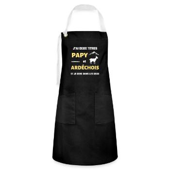 papy ardechois humour ardeche homme humoristique - Tablier contrasté - noir/blanc - Devant - Zoe (177cm)