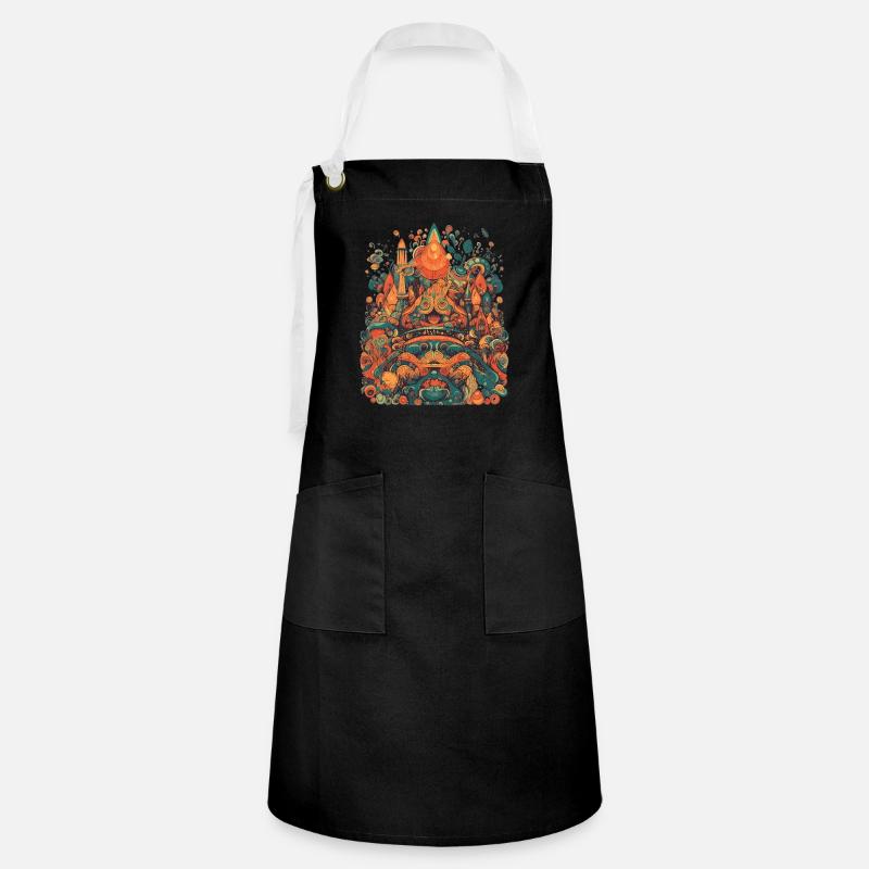 Design Psychedelic Illustration Magic - Artisan Apron - black/white