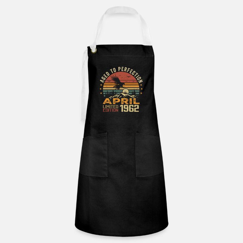 Incomparable Since April 1962 Birthday Gift - Artisan Apron - black/white