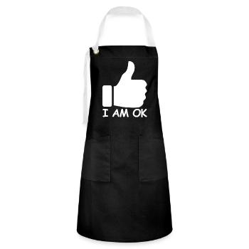 I'm ok | Thumbs up, funny sayings - Artisan Apron - black/white - Front - Zoe (177cm)