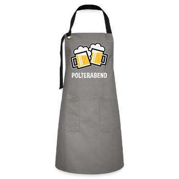 Polterabend (JGA Bier Bayrische Bierkrüge / 3C) - Kontrastschürze - Grau/Schwarz - Vorne - Zoe (177cm)