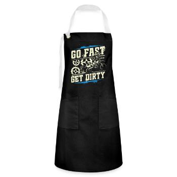 Ride Fast, Get Dirty - Motocross Saying - Artisan Apron - black/white - Front - Zoe (177cm)