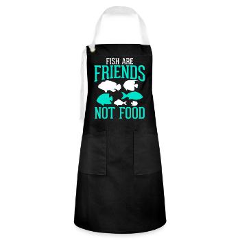 Pisces are friends No food - vegan - Artisan Apron - black/white - Front - Zoe (177cm)