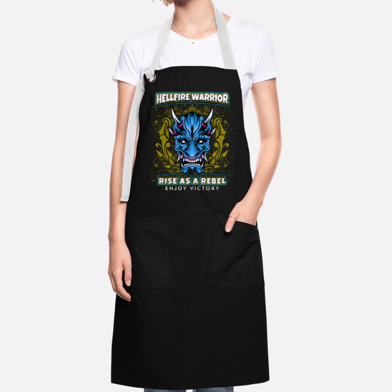 Devil Satan, Hellfire Warrior Saying, Comic Style Artisan Apron