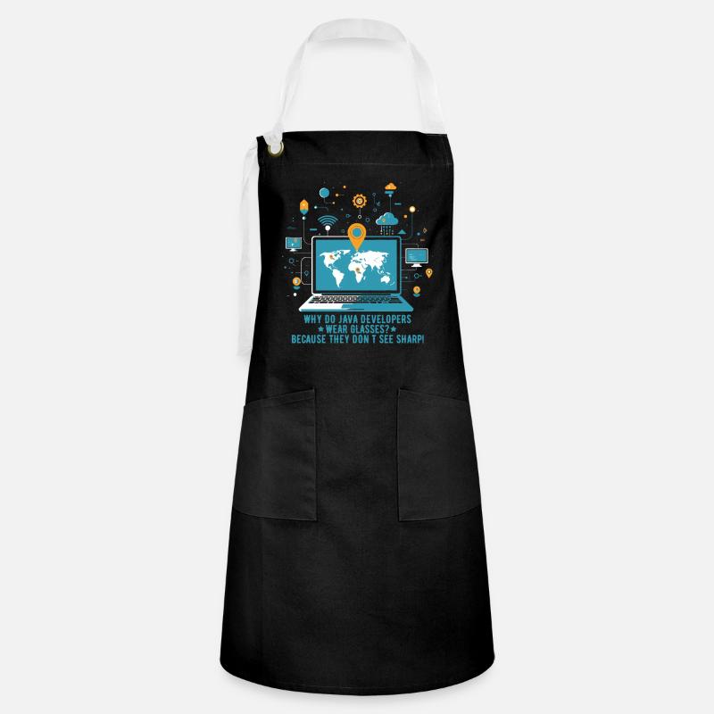 Why do Java developers wear glasses? Because they - Artisan Apron - black/white