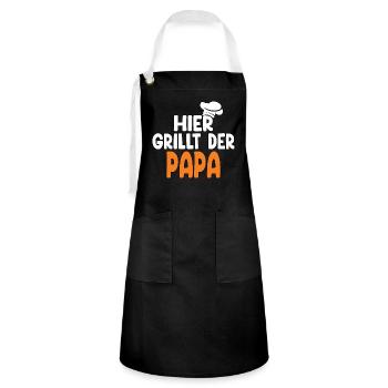Hier Grillt Der Papa - Kontrastschürze - Schwarz/Weiß - Vorne - Zoe (177cm)
