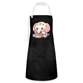 Elephant Baking Ele-bake-tion Kid's Top - Artisan Apron - black/white - Front - Zoe (177cm)