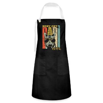 Best Cat Dad ever three cats triple cat dad - Artisan Apron - black/white - Front - Zoe (177cm)