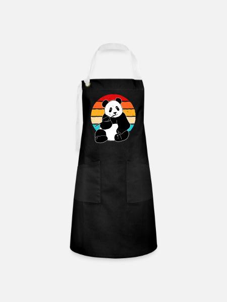 Panda - Kontrastschürze - Schwarz/Weiß