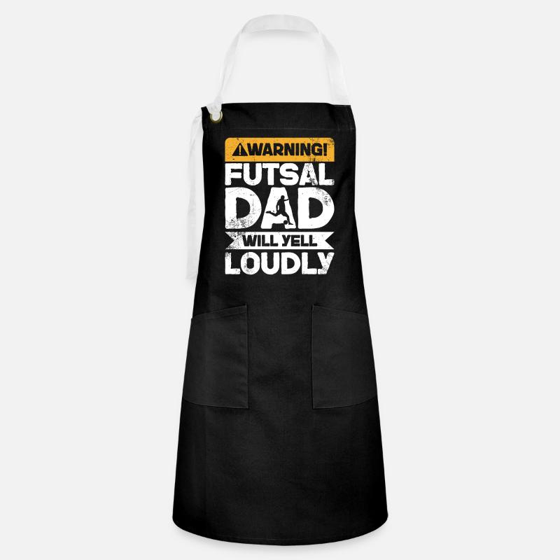Warning Screaming - Futsal Dad - Artisan Apron - black/white