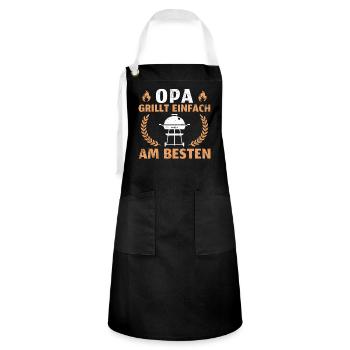 Vatertag Grillen Opa - Kontrastschürze - Schwarz/Weiß - Vorne - Zoe (177cm)
