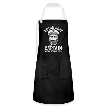 Motor Boat Captain Motor Boating - Artisan Apron - black/white - Front - Zoe (177cm)
