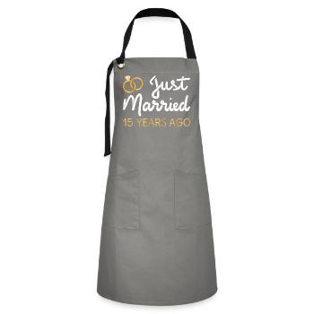Just Married 15 Years Ago IV - Artisan Apron - grey/black - Front - Zoe (177cm)