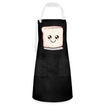 Kawaii Marshmallow | S'more | Camping - Kontrastschürze - Schwarz/Weiß - Vorne - Zoe (177cm)