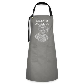 Marcus Aurelius Classical Philosopher Portrait  - Artisan Apron - grey/black - Front - Zoe (177cm)
