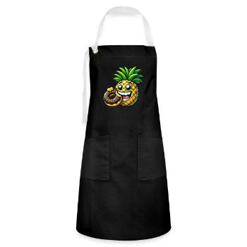 Drôle Ananas Donut Dessin Animé Fruité Sucré Desig - Tablier contrasté - noir/blanc - Devant - Zoe (177cm)