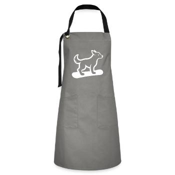 Hund Snowboard Snowboarder Minimalistisches Design - Kontrastschürze - Grau/Schwarz - Vorne - Zoe (177cm)