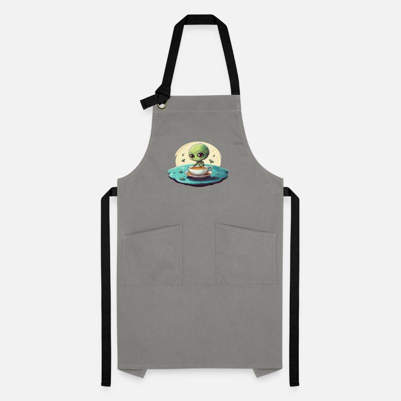 grünes alien kaffee kaffeetrinker Kontrastschürze
