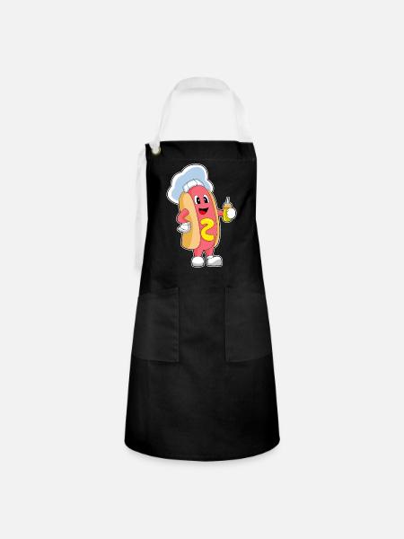 Hotdog Koch Senf Kochen - Kontrastschürze - Schwarz/Weiß